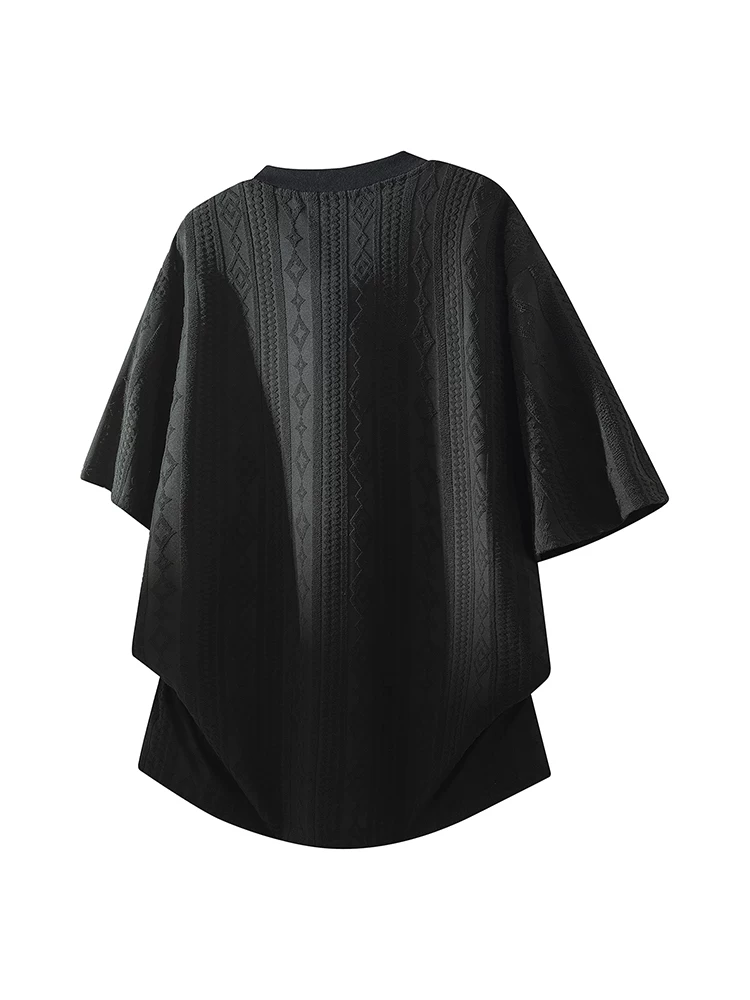 Áo thun ngắn tay cổ tròn cài nút kiểu Mỹ của Jeanswest dành cho nam, mùa xuân hè, áo màu đen dáng rộng thoải mái.