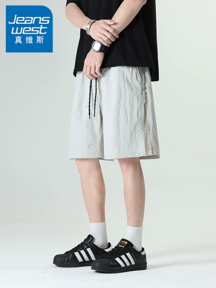 Quần short năm điểm mỏng bằng lưới thoáng khí cao cấp của Jeanswest dành cho nam, quần short thể thao ngoài trời thân thiện với làn da mùa hè.