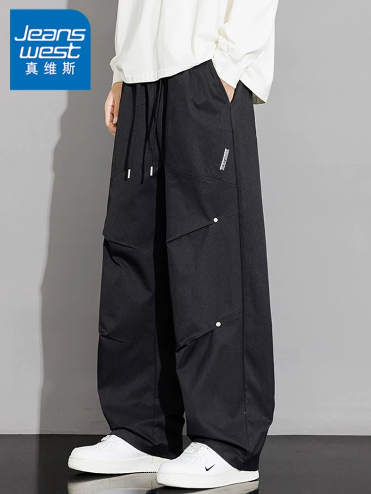 Quần dài ống rộng phong cách Mỹ của Jeanswest dành cho nam, quần dài ống rộng đa năng, thương hiệu thời trang xuân thu cao cấp.