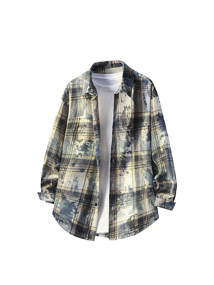 Áo sơ mi nam phong cách retro Mỹ phối màu của Jeanswest, mùa xuân thu, áo khoác dáng rộng thời trang cao cấp, hợp xu hướng.
