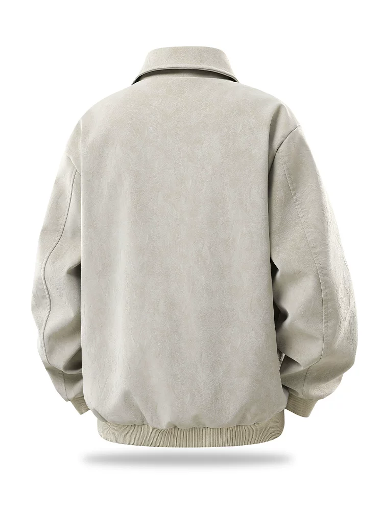 Áo khoác da đen kiểu Mỹ có ve áo dành cho nam của Jeanswest, mẫu mới xuân thu 2026, áo khoác ngoài cá tính và thời trang.