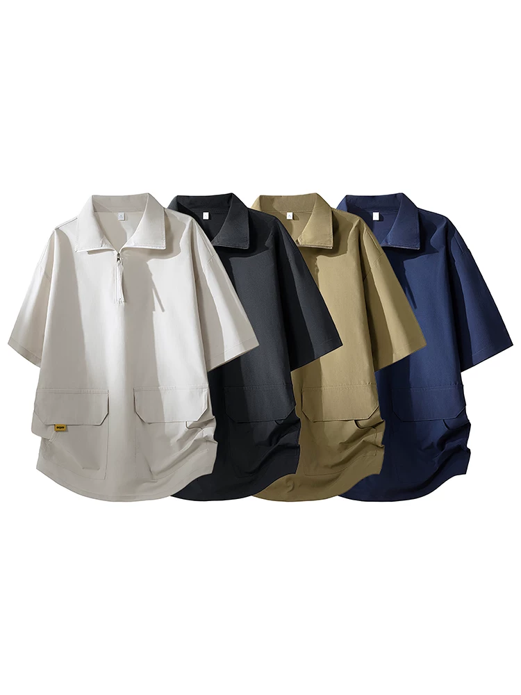 Áo thun nam có cổ tay dài năm phần tư cao cấp của Jeanswest mùa xuân hè dáng rộng thoáng khí thường ngày màu đen