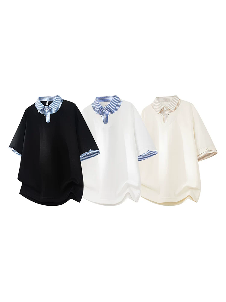 Áo polo giả hai mảnh phối màu của Jeanswest dành cho nam, áo polo mùa hè cao cấp, rộng rãi, hợp thời trang, thoáng khí.