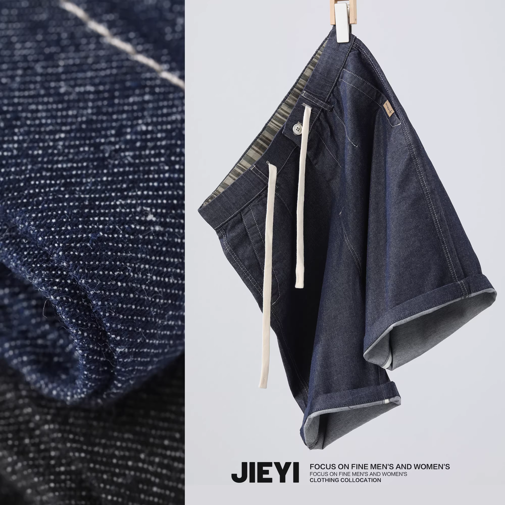 Quần short denim nam phong cách Hàn Quốc JIEYI, thời trang cổ điển, chất liệu cotton đã qua xử lý, kiểu dáng thẳng, dài ngang đùi, thích hợp cho mùa hè.