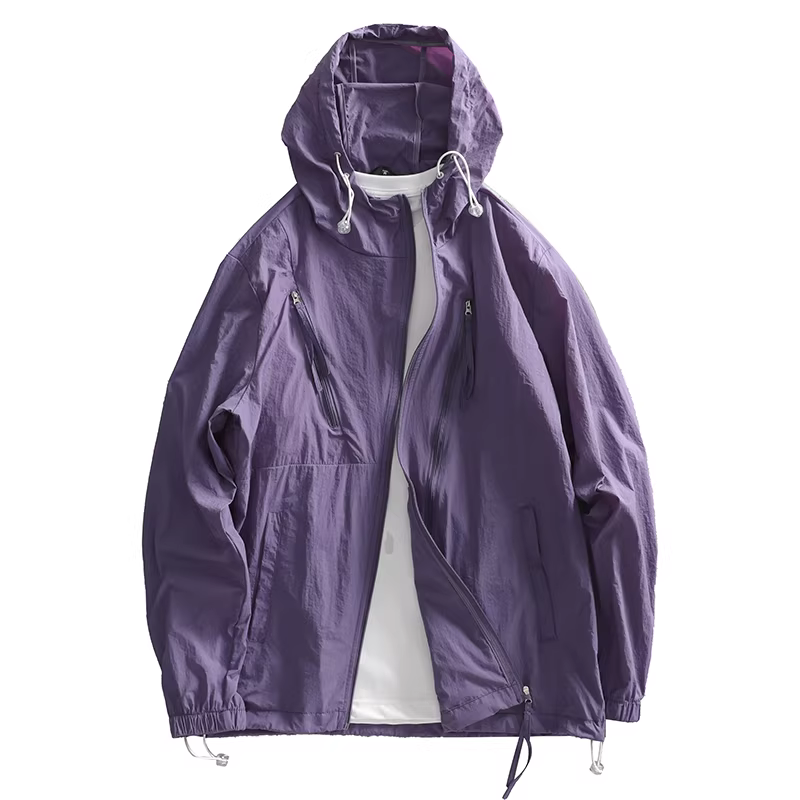 Áo khoác ngoài đi làm thường ngày màu trơn, chống nắng khi câu cá, có mũ trùm đầu, áo khoác mỏng nhiều túi, kiểu dáng sang trọng nhẹ nhàng.