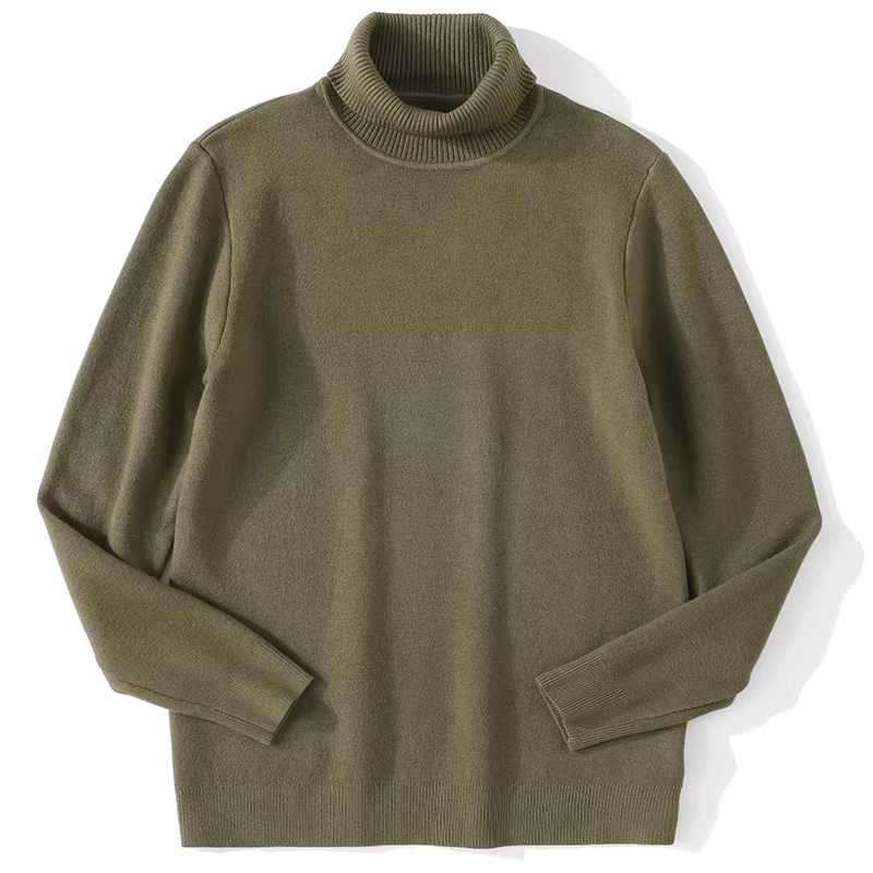 Áo len nam cổ lọ dệt kim trơn dày giữ ấm mặc trong ôm dáng mùa đông