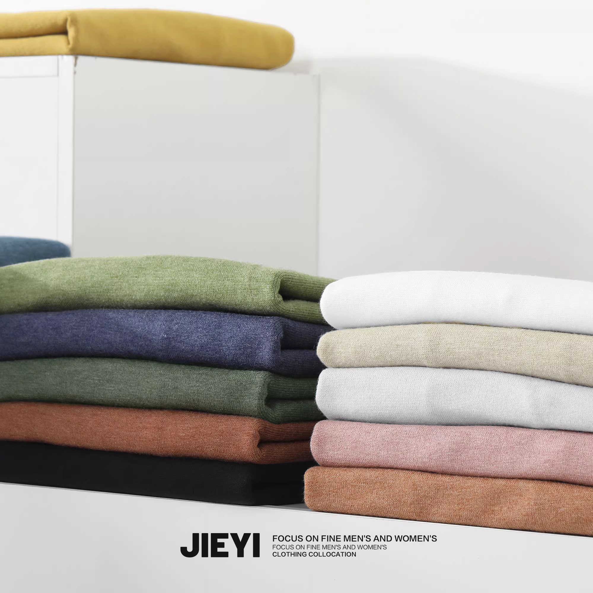 Áo len nam JIEYI thu đông chất liệu lông cừu trơn màu cổ lọ nửa cao, kiểu dáng ôm body, đa năng, ấm áp