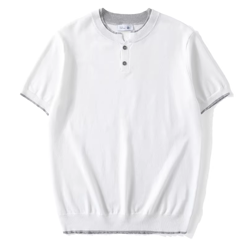 Ưu đãi đặc biệt: Áo sơ mi nam dệt kim ngắn tay phối màu theo xu hướng, phong cách Pháp nhẹ nhàng sang trọng với cảm giác cao cấp, kiểu áo hai mảnh giả.