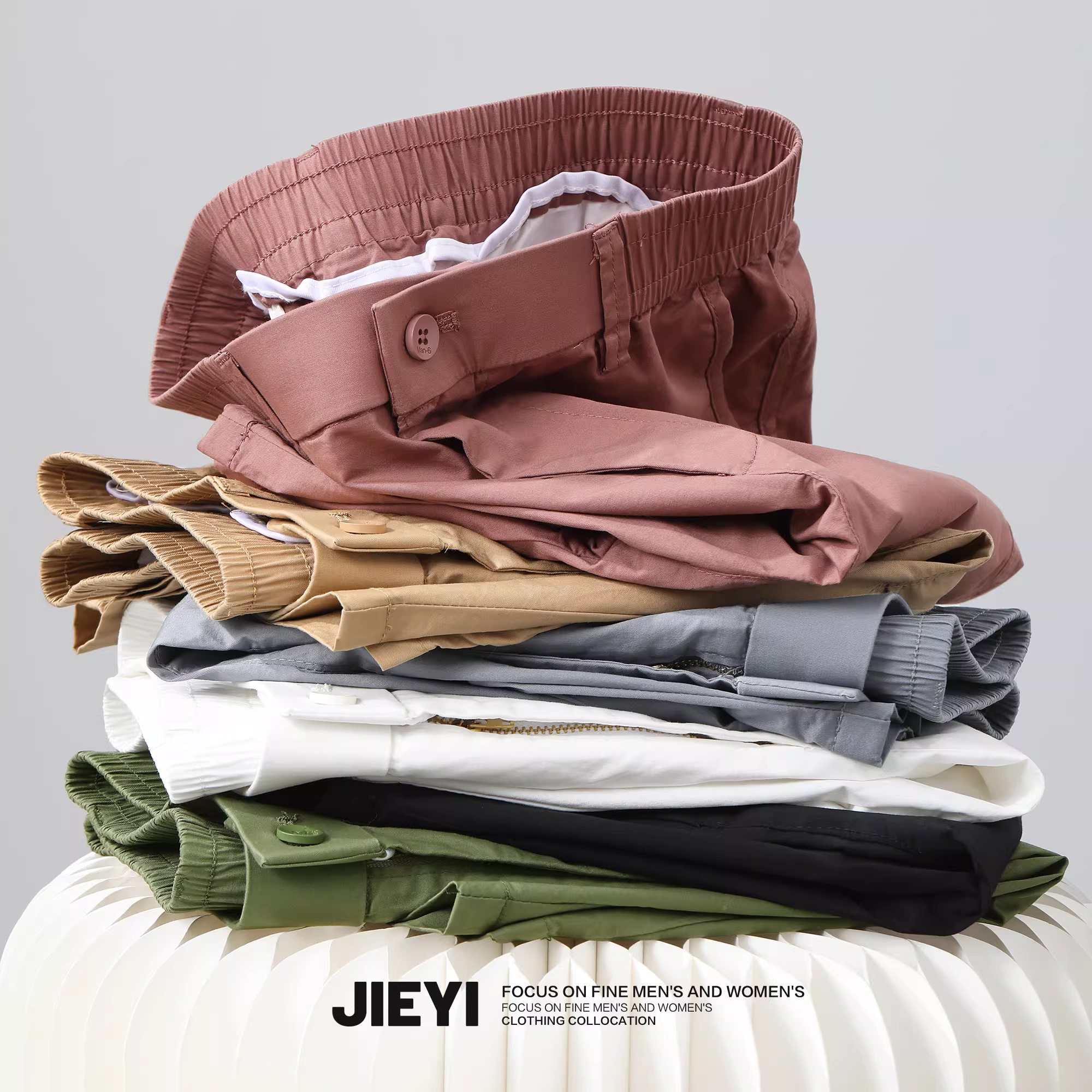 Quần short nam JIEYI công nghệ Ice-feel, màu kẹo ngọt, phong cách thường ngày, thoáng khí, mùa hè mới, lưng thun, màu trơn, kiểu dáng năm phần.