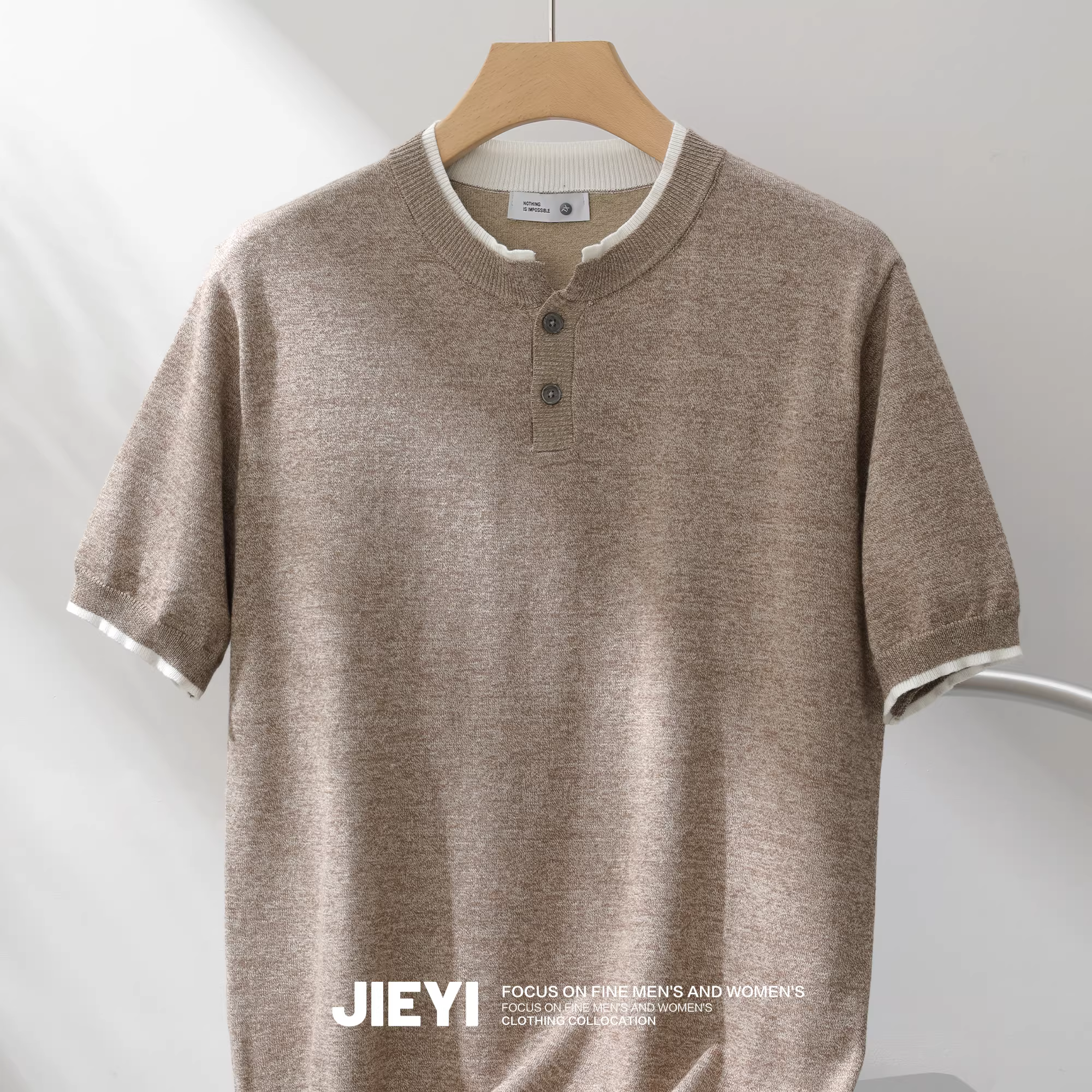 Ưu đãi đặc biệt: Áo sơ mi nam dệt kim ngắn tay phối màu theo xu hướng, phong cách Pháp nhẹ nhàng sang trọng với cảm giác cao cấp, kiểu áo hai mảnh giả.