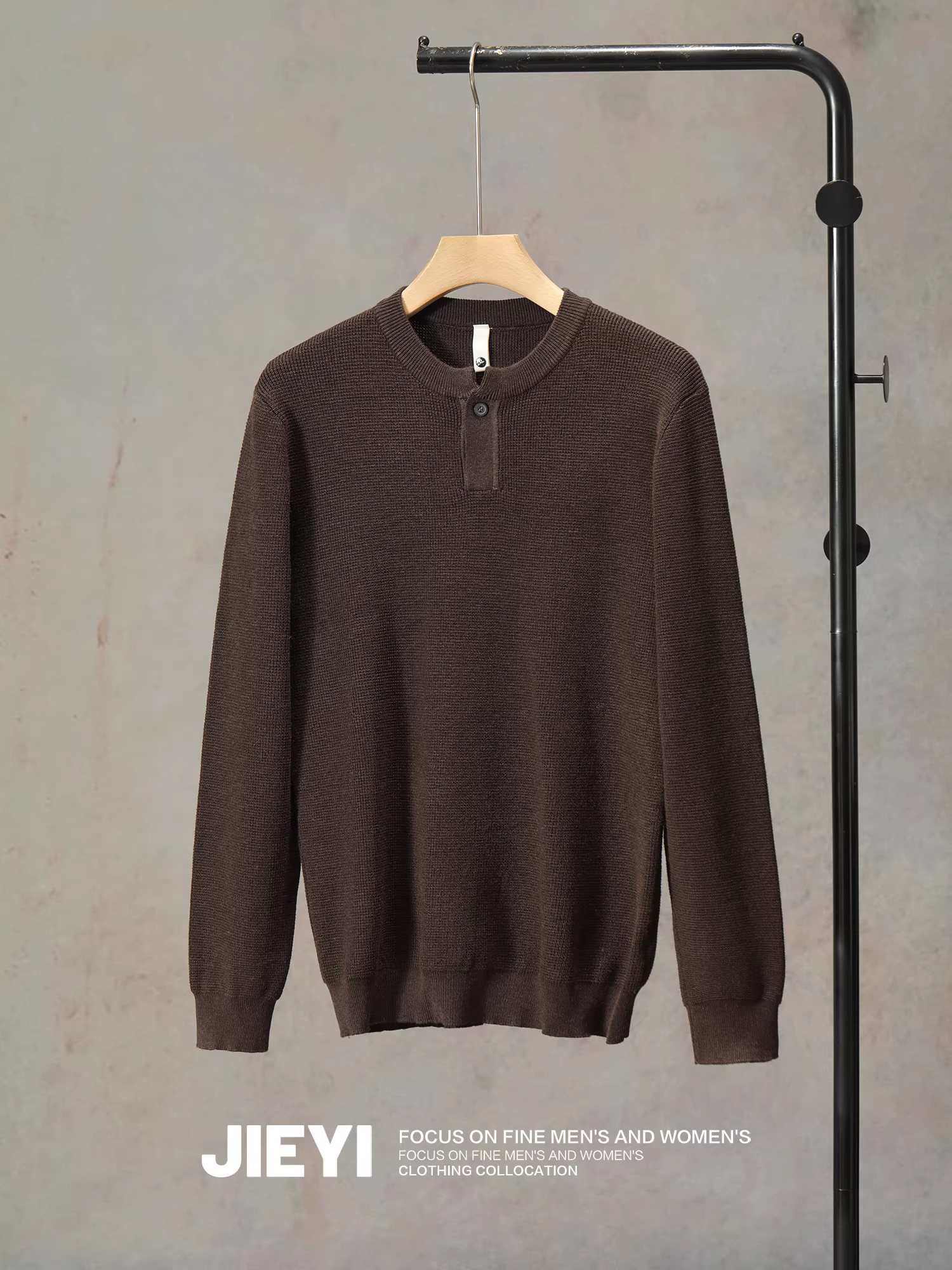 Áo len nam dệt kim jacquard màu trơn chất liệu len pha JIEYI, ấm áp mùa thu đông, kiểu dáng mới, một khuy, thiết kế nghệ thuật.