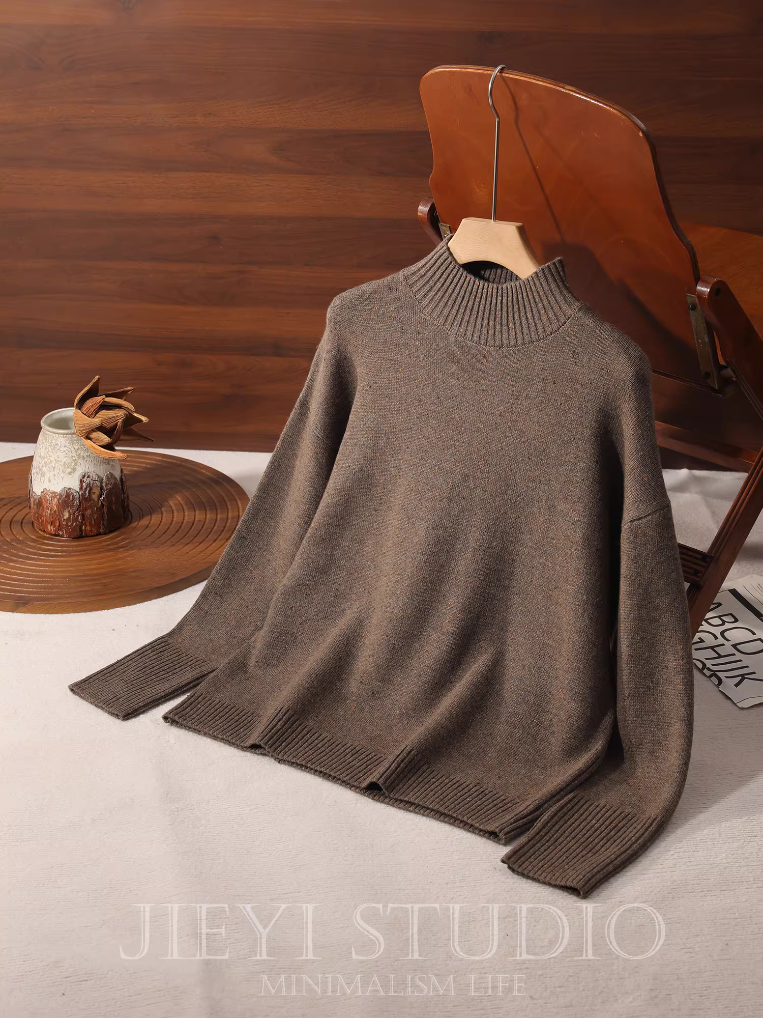 Áo len cao cấp JIEYI phối màu sặc sỡ, thời trang, kiểu dáng công sở, cổ đứng nhỏ, phong cách retro dành cho nam