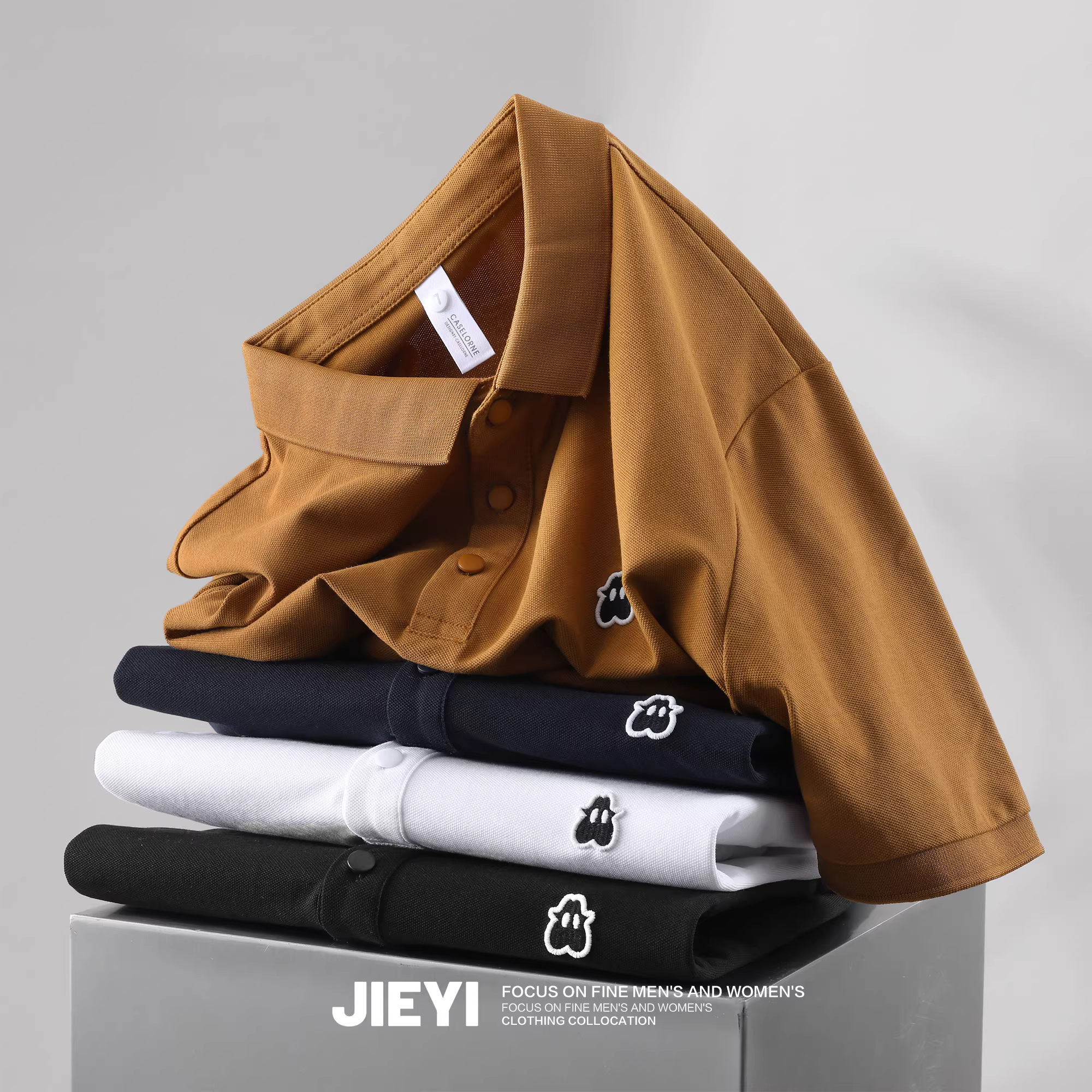 Áo Polo Tay Ngắn Thêu JIEYI Cool Sorona Thời Trang, Ôm Body, Phong Cách Đơn Giản, Dành Cho Nam, Dùng Đi Làm