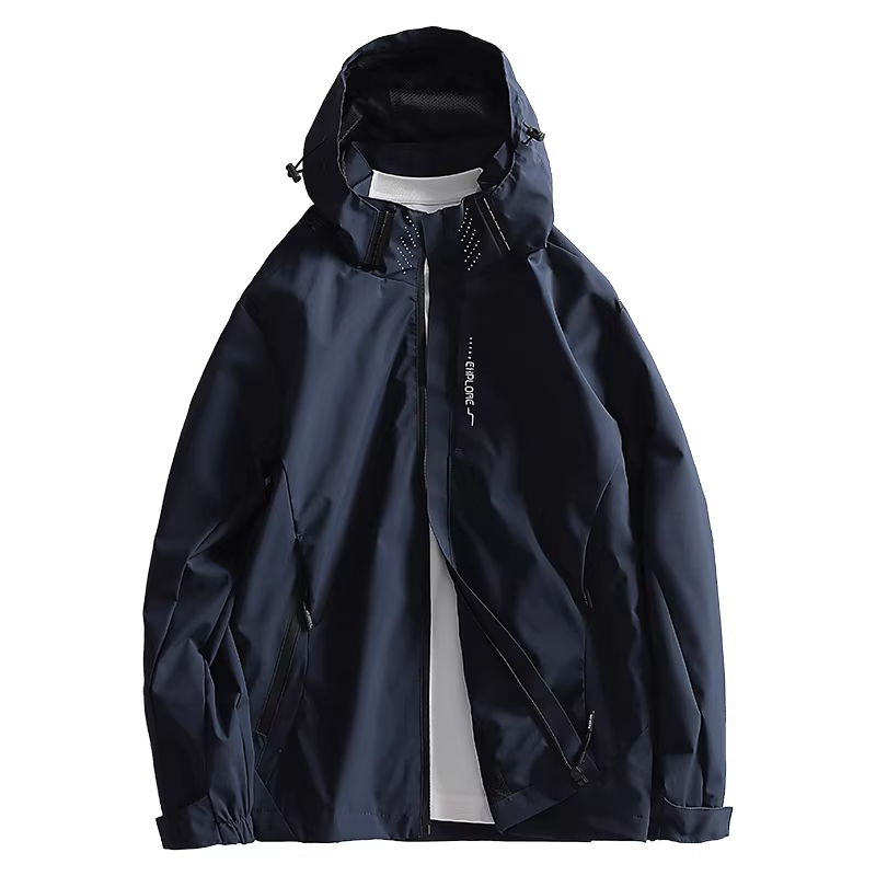 Jieyi Clean Edition Áo khoác có mũ trùm đầu hợp thời trang dành cho nam giới Áo khoác có mũ trùm đầu phong cách cổ điển Áo khoác gió thêu mới đầu mùa thu