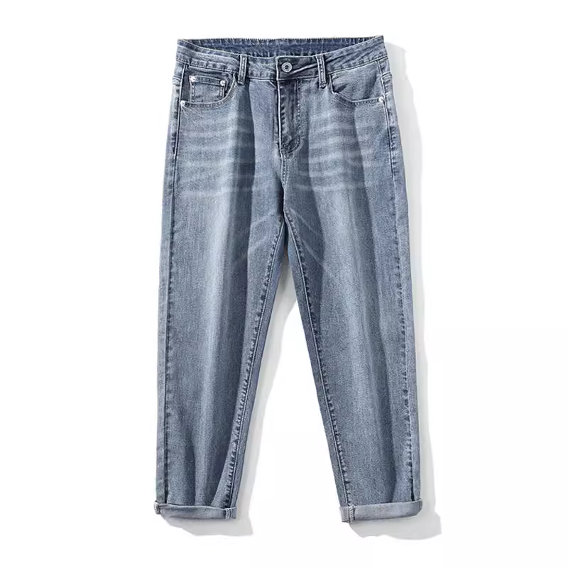 Quần jean nam dáng ôm, chất liệu co giãn, kiểu vintage, thoáng mát, thiết kế lửng, kiểu dáng đa năng, khuyến mãi đặc biệt.