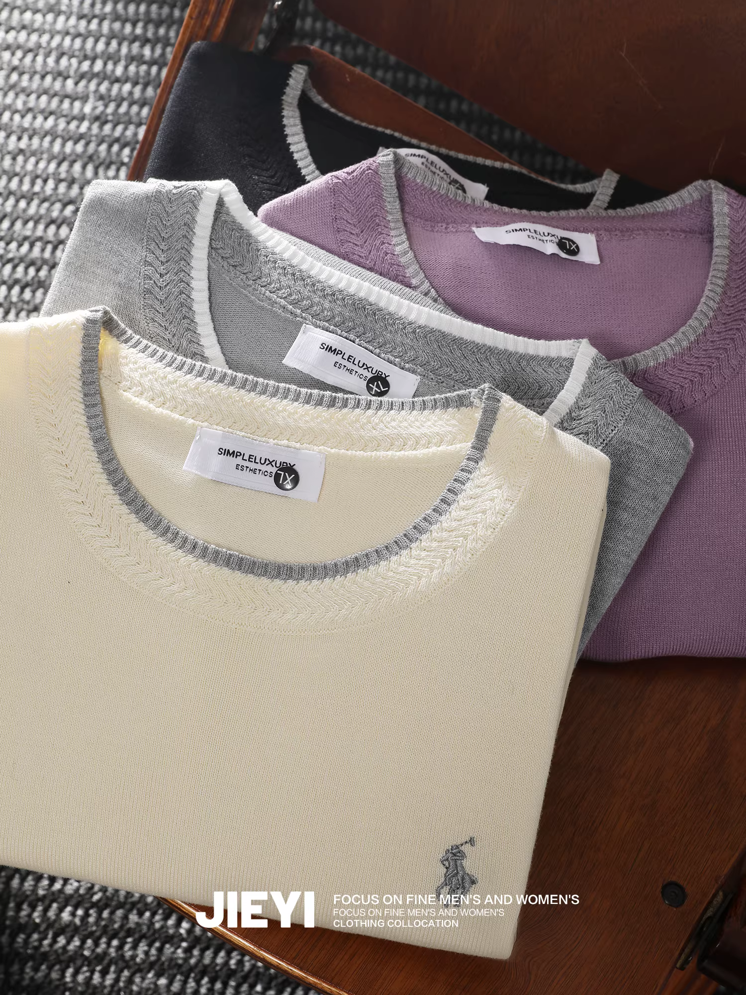 Thương hiệu thời trang mùa hè dành cho nam giới Paul Rider thêu áo thun dệt kim ngắn tay bằng lụa mát mẻ với các chi tiết viền sọc màu tương phản