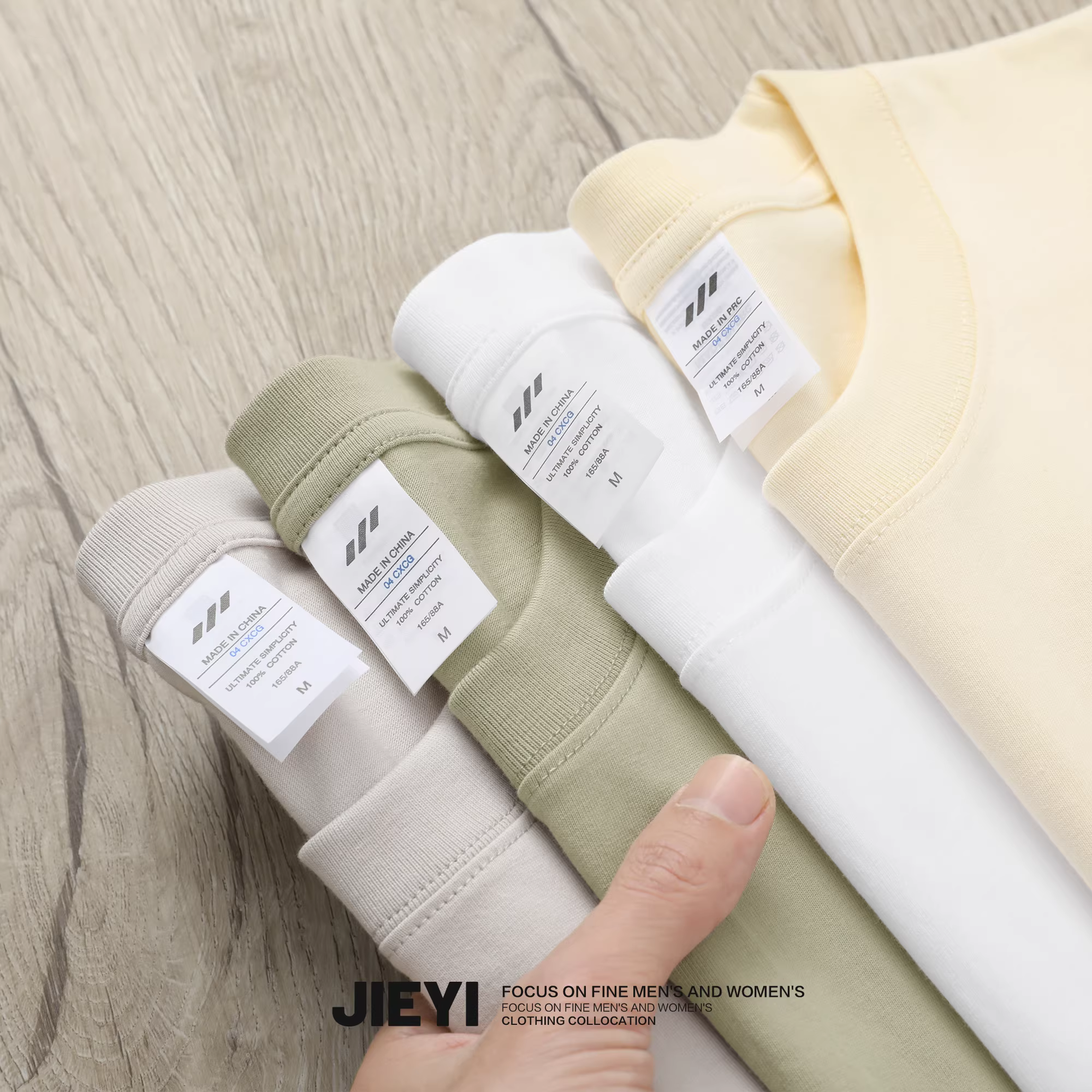 Áo thun nam JIEYI thu đông 2025, màu trơn đơn giản phong cách Nhật Hàn, đa năng, chất liệu cotton nguyên chất, tay dài, cổ tròn