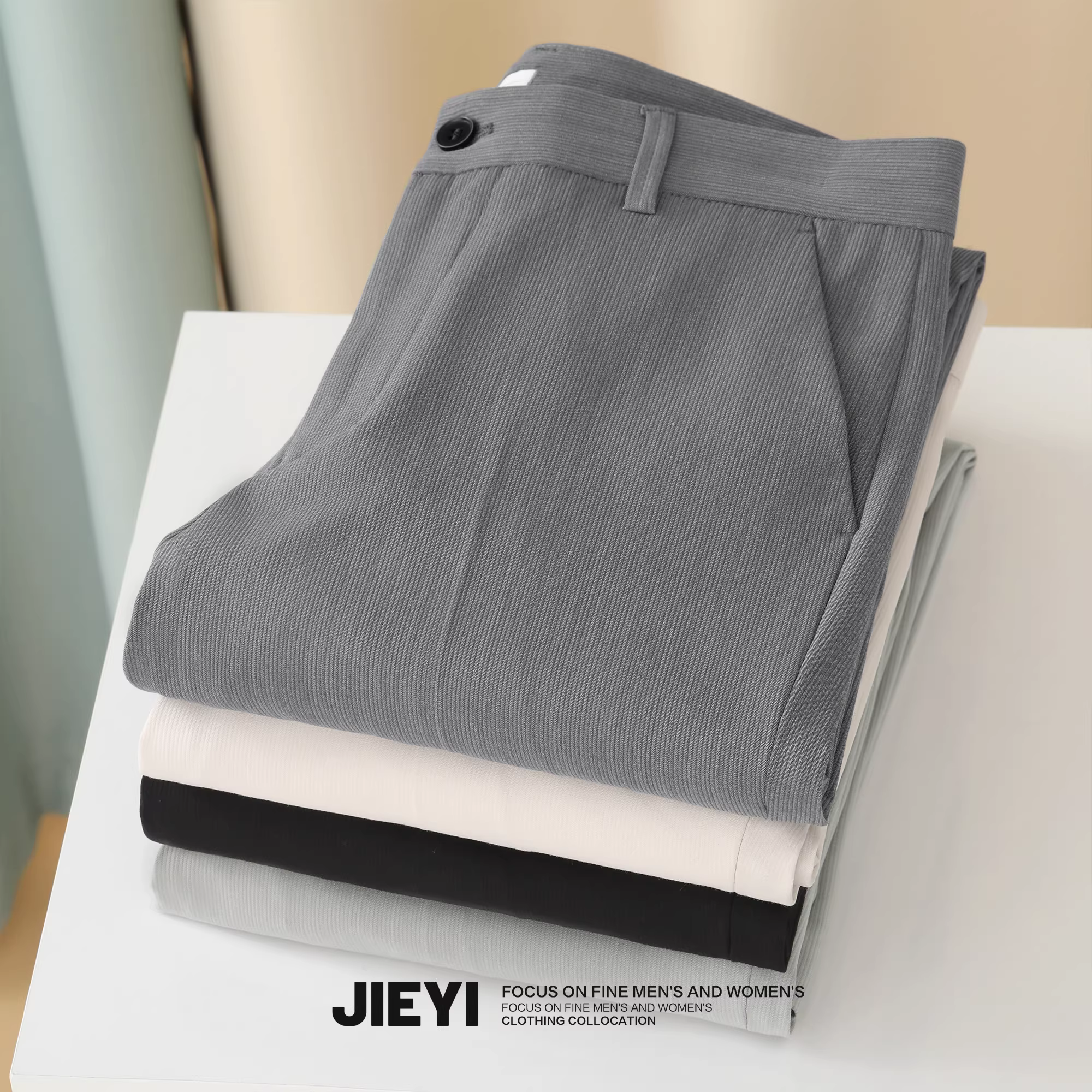 Quần âu nam không nhăn, kiểu dáng cổ điển Anh, màu be, dài đến mắt cá chân, kiểu dáng ôm sát, không cần là.