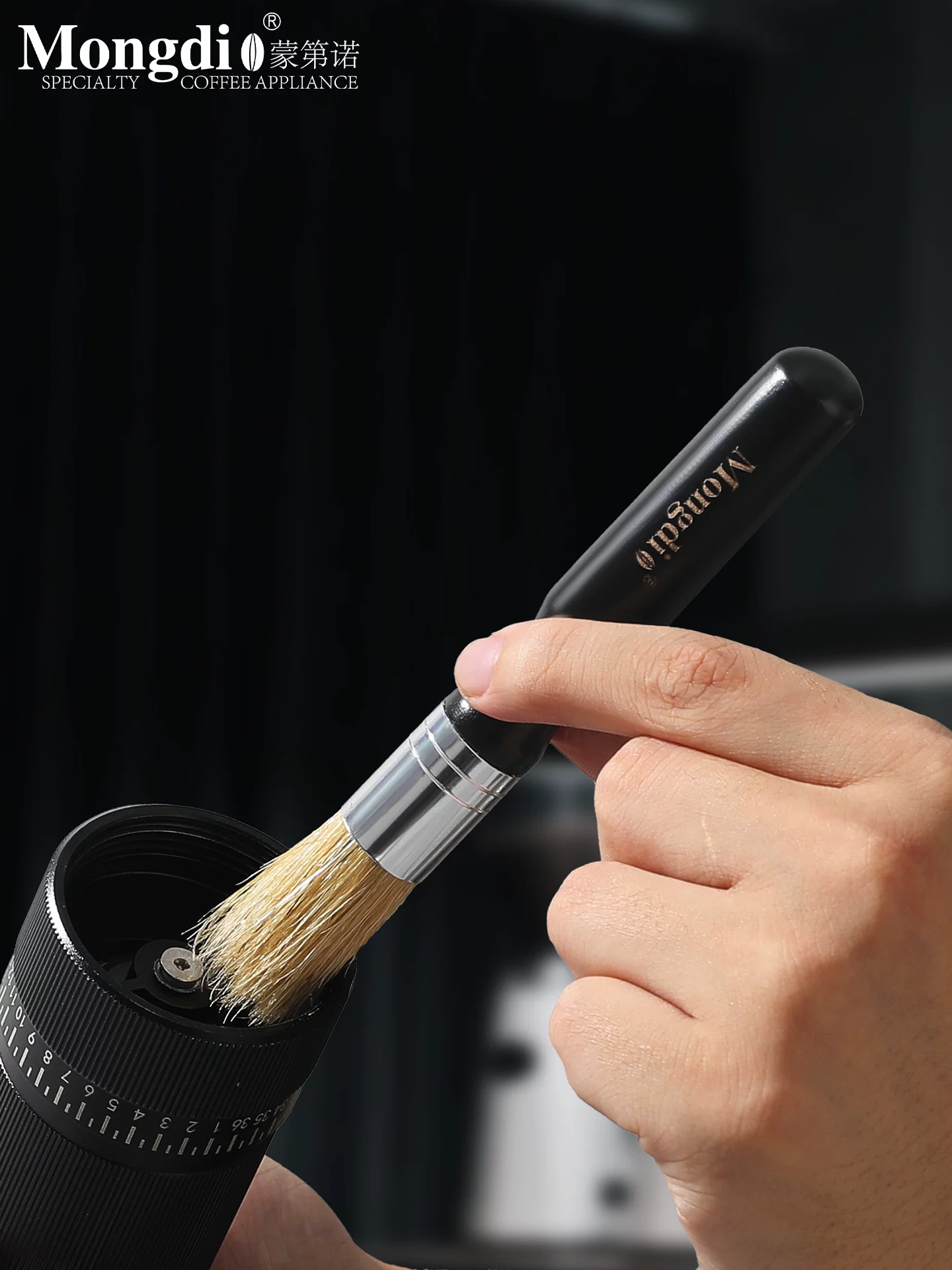 Bàn chải cà phê Mongdio, bàn chải bột cà phê, bàn chải vệ sinh máy pha cà phê, bàn chải vệ sinh bột cà phê, bàn chải quét bột máy xay cà phê