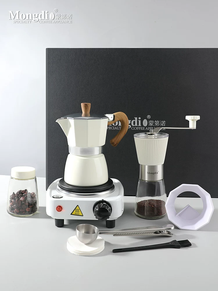 Bộ ấm pha cà phê Mongdio Moka hộp quà tặng sinh nhật cho bé gái và bé trai quà tân gia quà cưới quà lưu niệm doanh nghiệp