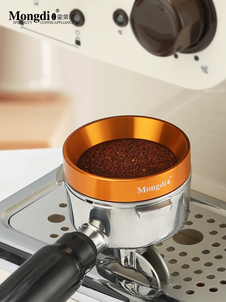 Vòng chắn bột cà phê từ tính chống bắn tung tóe Mongdio 51mm 58mm, dụng cụ phân phối bột cà phê cho máy pha cà phê