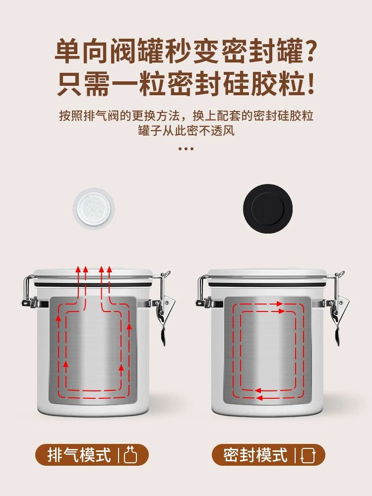 Hộp đựng cà phê mini ngoài trời, có van một chiều, chất liệu thép không gỉ, dùng để đựng cà phê bột, sữa bột.