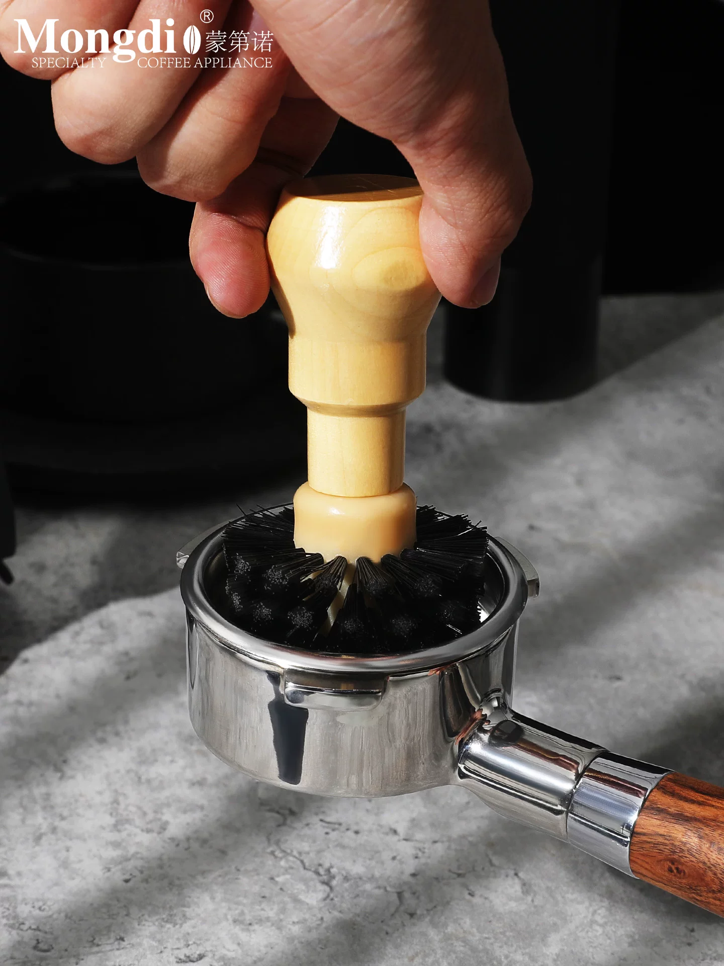 Bàn chải cà phê Mongdio, bàn chải bột cà phê, bàn chải vệ sinh máy pha cà phê, bàn chải vệ sinh bột cà phê, bàn chải quét bột máy xay cà phê