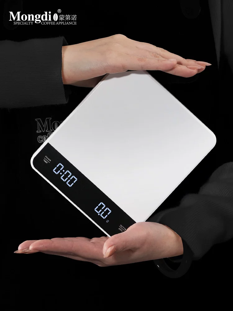 Cân điện tử cà phê Mongdio, cân cà phê để pha cà phê thủ công, cân điện tử cho hạt cà phê, cân hẹn giờ chuyên dụng kiểu Ý.