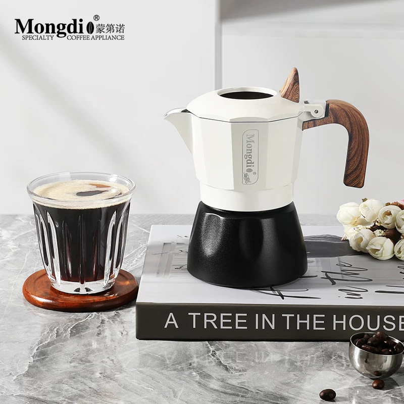 Máy pha cà phê moka pot hai van Mongdio thế hệ thứ ba, máy pha cà phê espresso nhỏ gia dụng, bộ pha cà phê thủ công