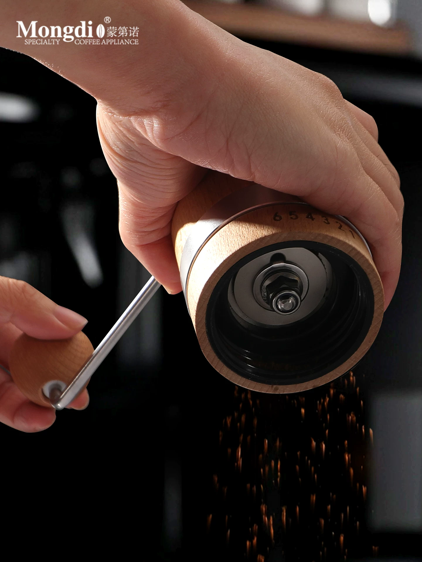 Máy xay hạt cà phê cầm tay Mongdio Máy xay cà phê thủ công chuyên nghiệp CNC cầm tay