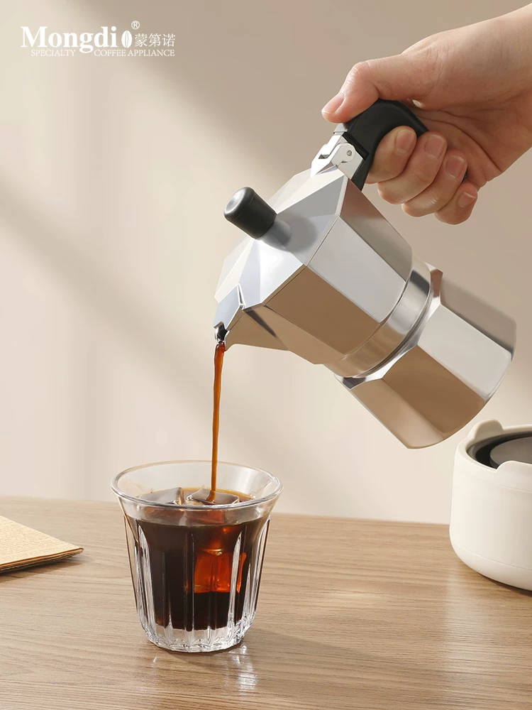 Bộ ấm pha cà phê Mongdio Moka để pha cà phê tại nhà, máy pha cà phê espresso nhỏ để chiết xuất cà phê mocha.