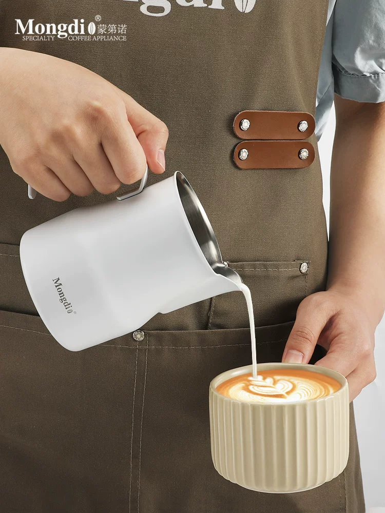 Bình tạo bọt sữa chuyên nghiệp Mongdio, bình pha cà phê Latte Art, cốc tạo bọt sữa, vòi nhọn, bình sữa bằng thép không gỉ, dụng cụ tạo bọt sữa Latte Art