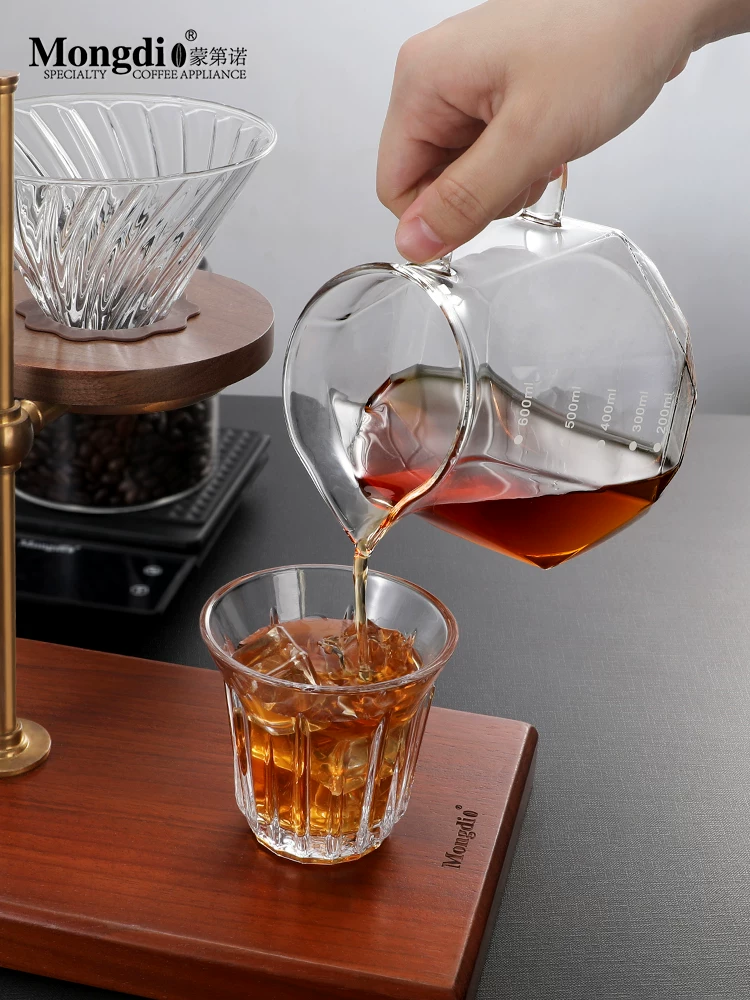 Bộ ấm pha cà phê thủ công Mongdio, máy xay cà phê bằng tay, giá để đồ bằng gỗ óc chó, cốc lọc bằng kính, cà phê pha thủ công
