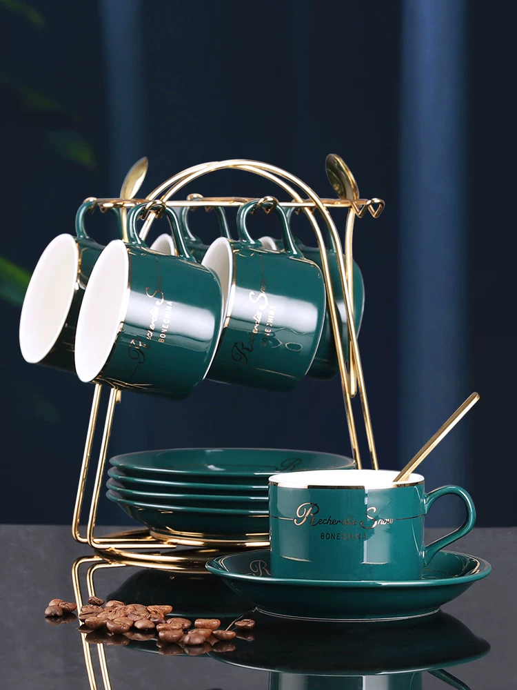 Bộ tách cà phê Mongdio, cao cấp và tinh tế, cốc sứ phong cách nhà hàng, bộ trà chiều nhỏ sang trọng.