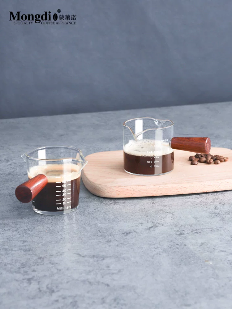 Cốc đo cà phê Mongdio, cốc đo espresso, cốc thủy tinh có vạch chia độ, dụng cụ pha cà phê