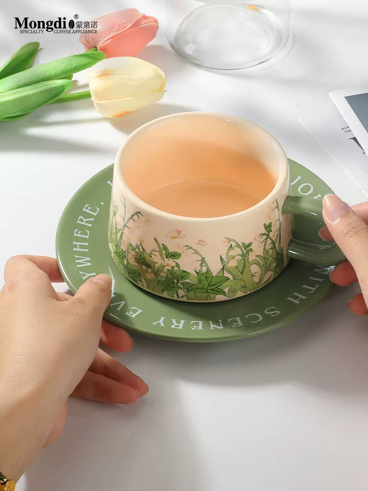 Cốc sứ Mongdio cốc cà phê sang trọng có thể tiếp cận được cốc cổ điển cao cấp của Pháp cốc trà chiều tinh tế cao cấp và đĩa đựng