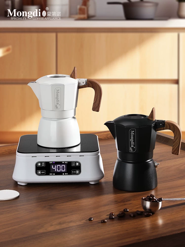 Bộ ấm pha cà phê moka van đôi Mongdio, máy pha cà phê espresso, dụng cụ pha cà phê, ấm pha cà phê moka