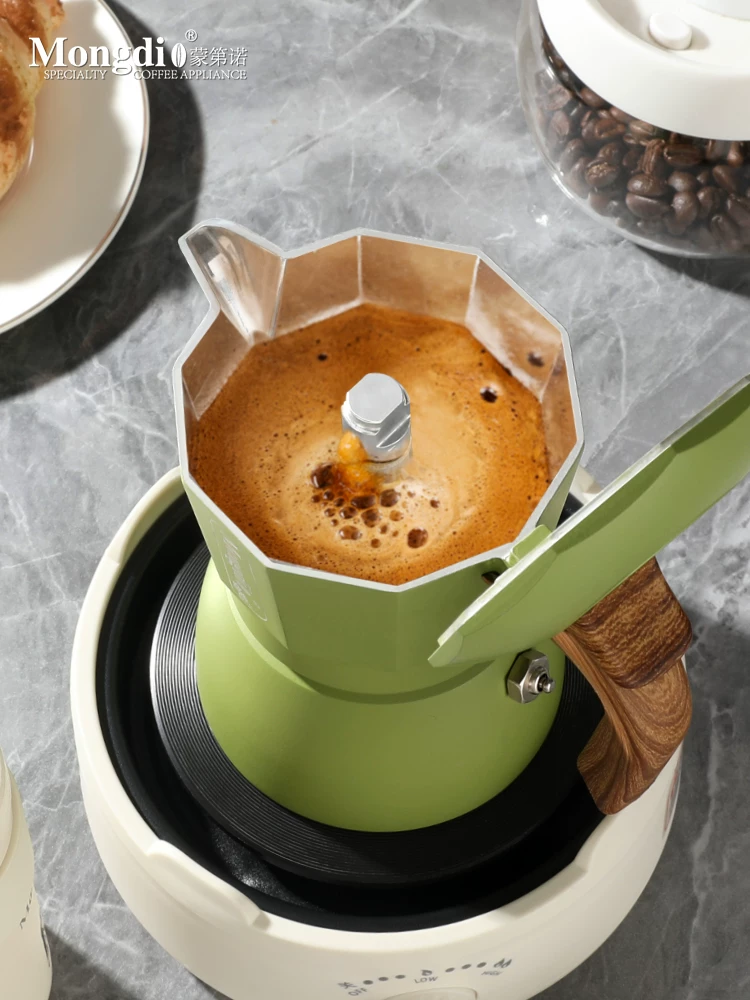 Máy pha cà phê moka pot hai van Mongdio, máy pha cà phê espresso, bộ ấm pha cà phê thủ công