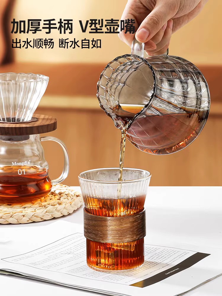 Bộ ấm pha cà phê thủ công Mongdio, cốc lọc cà phê bằng thủy tinh, bộ chia sẻ ấm pha cà phê, cốc pha cà phê lạnh, dụng cụ lọc cà phê