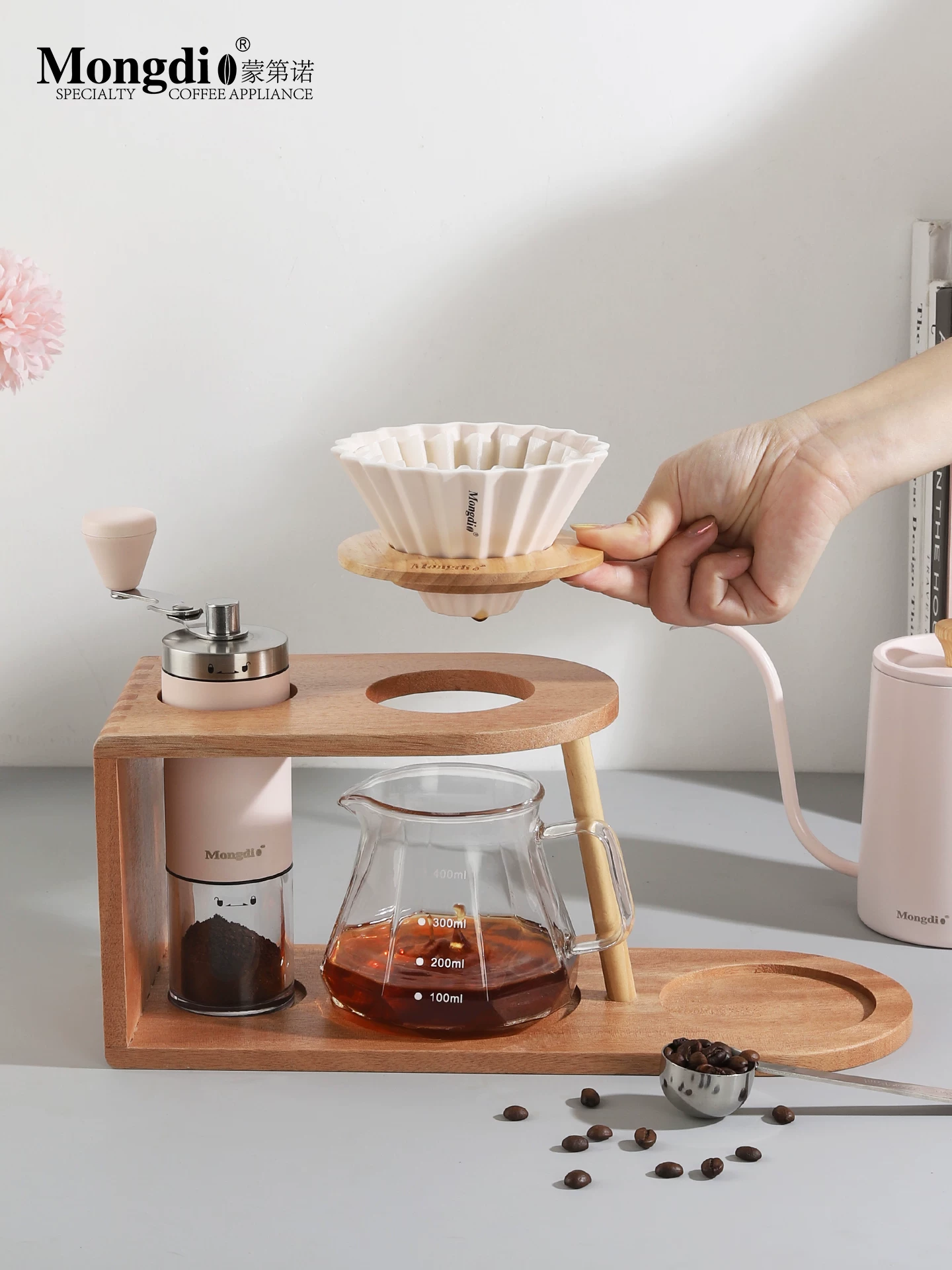Bộ ấm pha cà phê thủ công Mongdio, máy pha cà phê bằng tay, giá để đồ quay tay, ấm chia sẻ, bộ dụng cụ pha cà phê đầy đủ