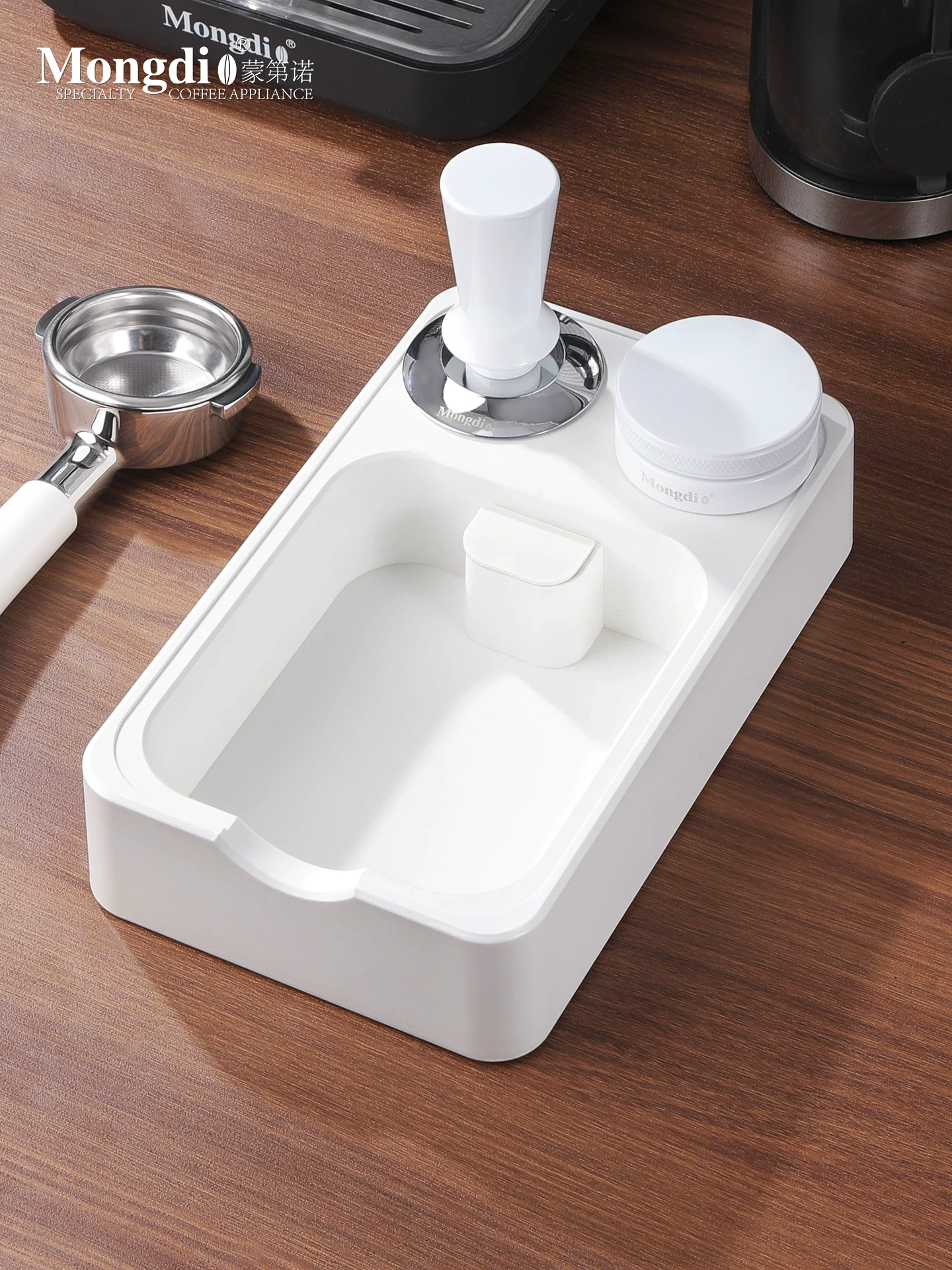 Bộ dụng cụ pha cà phê Mongdio: đế ép cà phê, dụng cụ ép cà phê, hộp đựng bã cà phê, phụ kiện máy pha cà phê