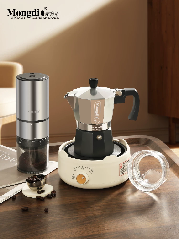 Bộ ấm pha cà phê moka van đôi Mongdio, máy pha cà phê espresso, ấm pha cà phê moka, ấm pha cà phê thủ công
