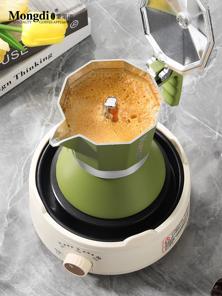 Máy pha cà phê Moka nhỏ gia dụng Mongdio, máy pha cà phê Moka, máy pha cà phê espresso
