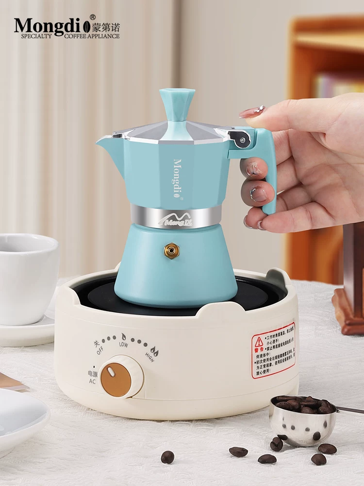 Mongdio mini moka pot hộ gia đình máy pha cà phê nhỏ moka cà phê pha cà phê kiểu Ý máy pha cà phê chiết xuất nồi