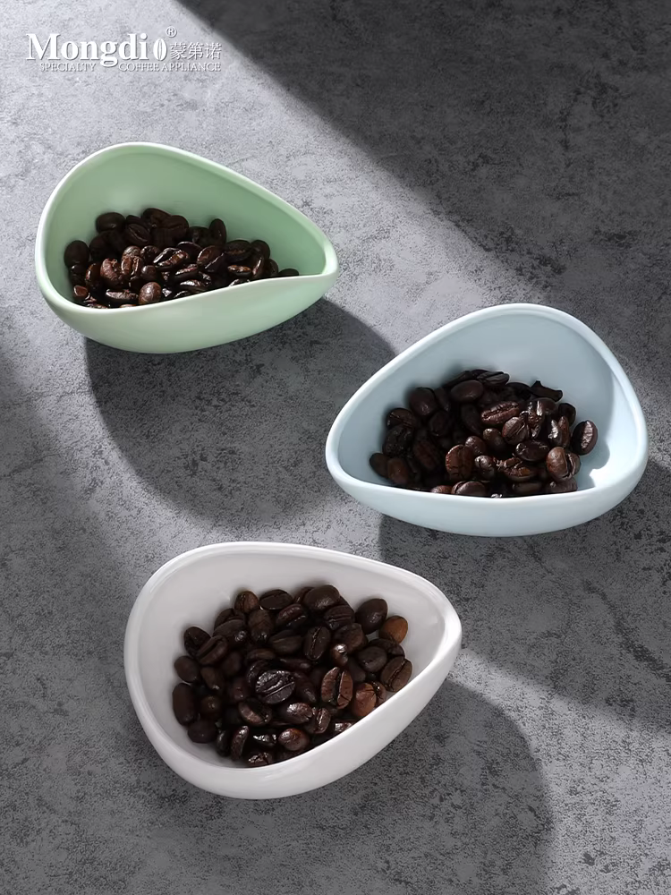Khay cân hạt cà phê Mongdio, đĩa đựng hạt cà phê, khay cân hạt cà phê pha thủ công kiểu Ý, thìa đong, bát đựng hạt cà phê bằng gốm, cốc đong