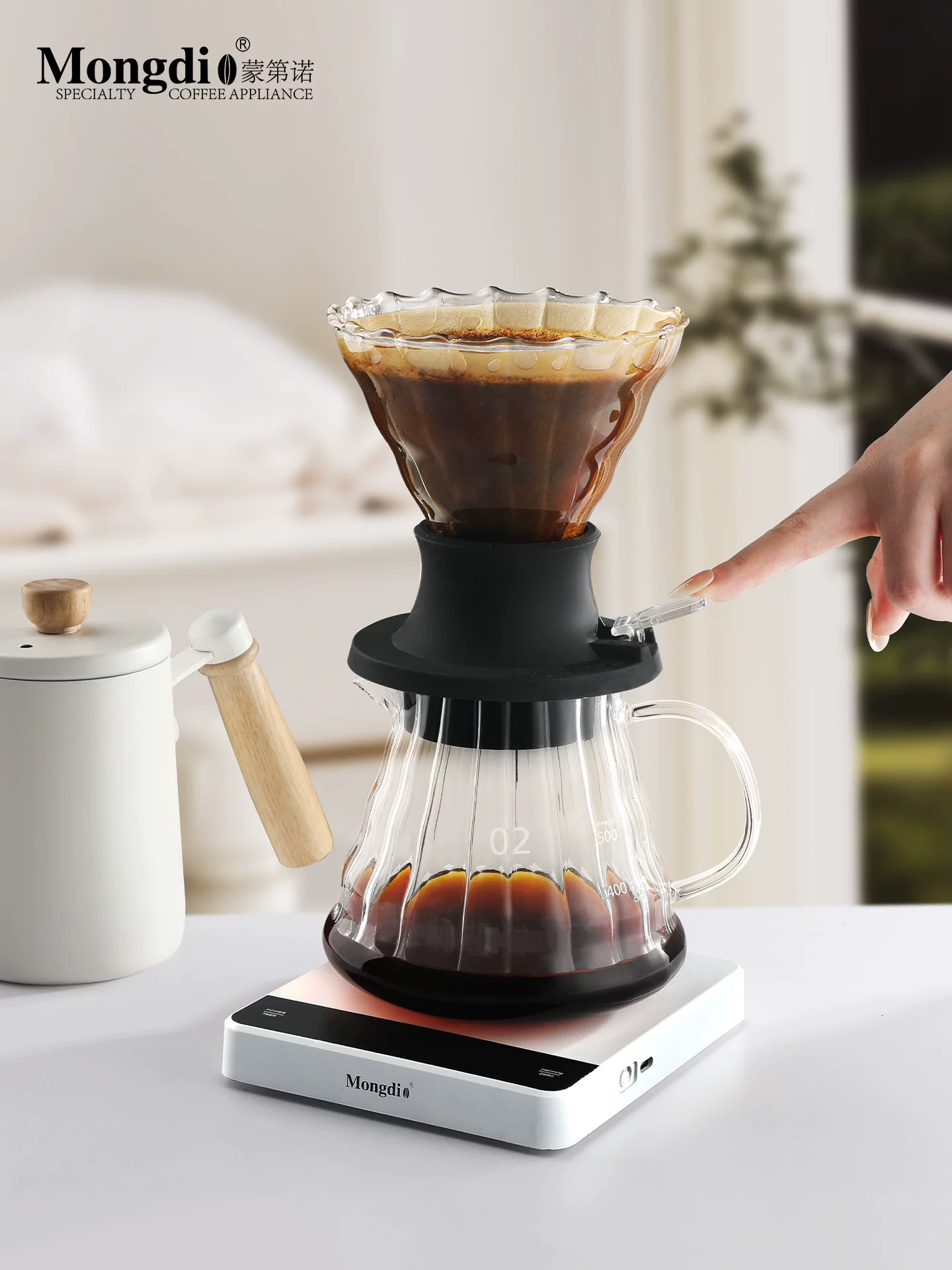 Bộ lọc cà phê thông minh Mongdio cốc lọc cà phê v60 cốc lọc thủy tinh phễu lọc cà phê pha bằng tay bộ chia sẻ cà phê