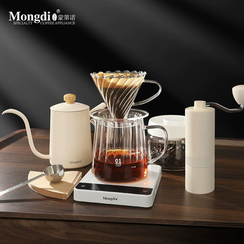 Bộ ấm pha cà phê thủ công Mongdio, máy pha cà phê bằng tay, máy xay cà phê quay tay, bộ dụng cụ pha cà phê đầy đủ