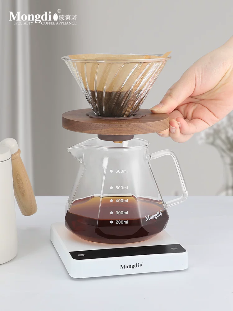 Bình pha cà phê kiểu Pour-over Mongdio, bình chia sẻ, bình pha cà phê bằng kính, cốc lọc cà phê Pour-over, phễu lọc cà phê V60
