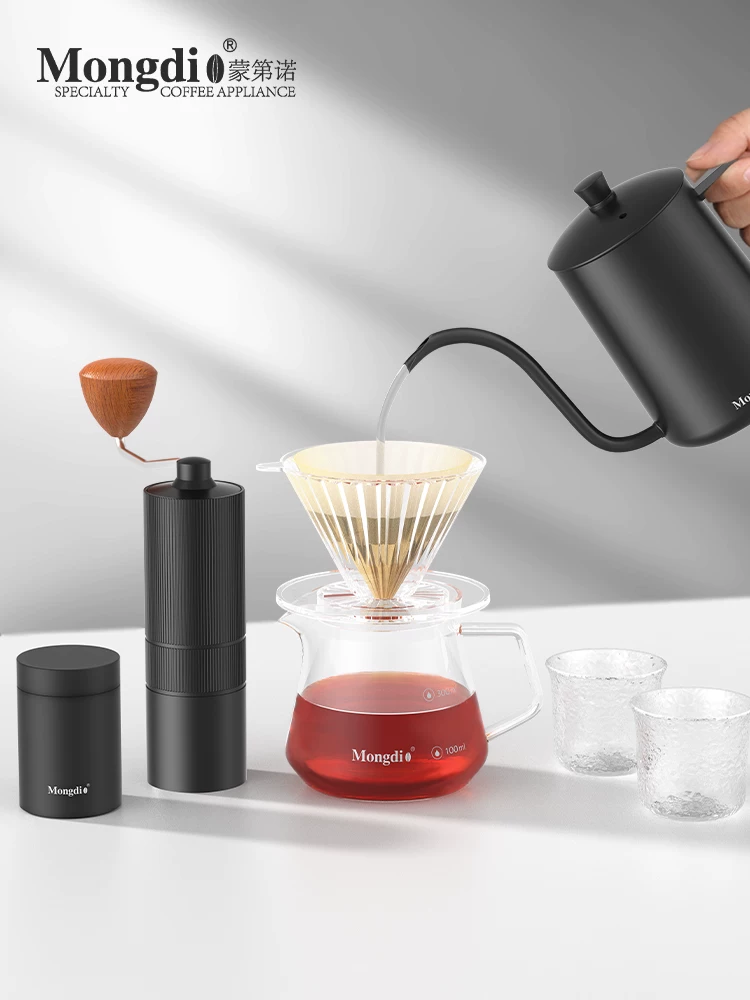 Bộ ấm pha cà phê thủ công Mongdio, máy pha cà phê, máy xay cà phê bằng tay, ấm chia sẻ, dụng cụ pha cà phê thủ công, hộp quà tặng
