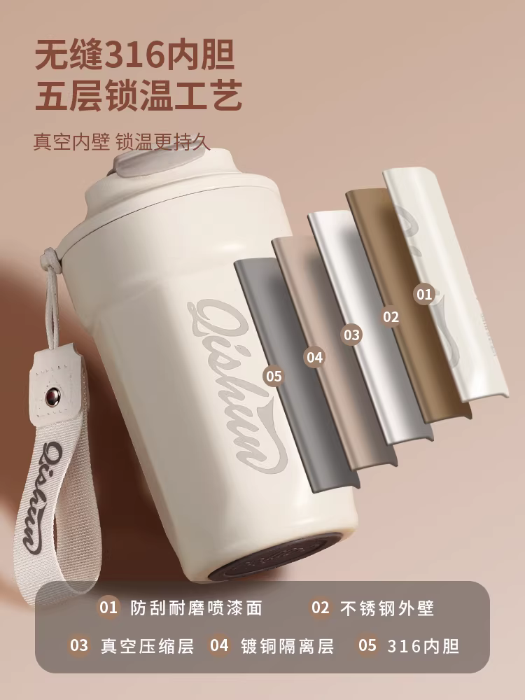 Mongdio bình giữ nhiệt cốc cà phê cốc nước cầm tay dành cho phụ nữ và nam giới 2023 mẫu mới cốc du lịch cốc thép không gỉ 316